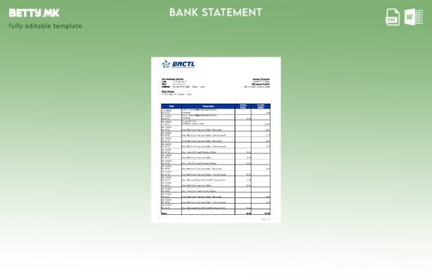 модерен стил Тимор истонски BNCTL шаблон ексел за извод од банка
